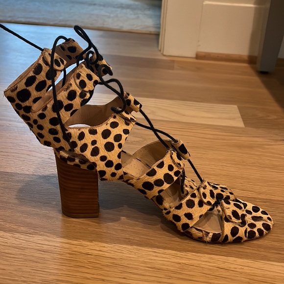 Loeffler Randall Cheetah Print Lace Up Sandals - Picture 2 of 4